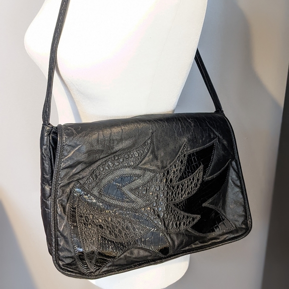 Vintage 80's Black leather bag - Picture 9 of 9